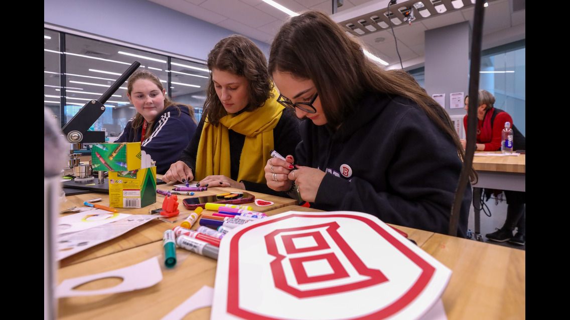 Visiting students from Brazil try out the Maker's Space at Bradley University as part of their 10 day cross-cultural immersion on campus.