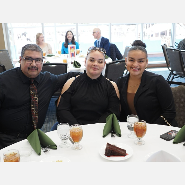 BU senior Marissa Tiana Perez and her family, as she is named a Student Laureate by The Lincoln Academy of Illinois.