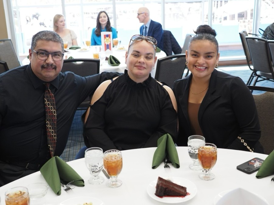 BU senior Marissa Tiana Perez and her family, as she is named a Student Laureate by The Lincoln Academy of Illinois.