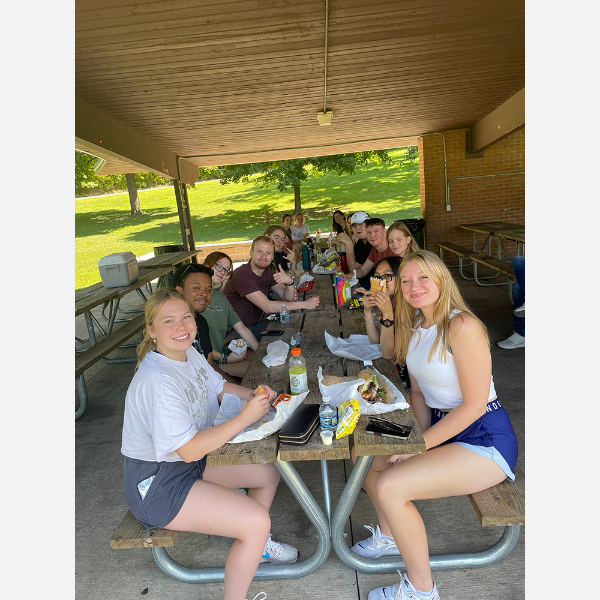 Students at picnic table