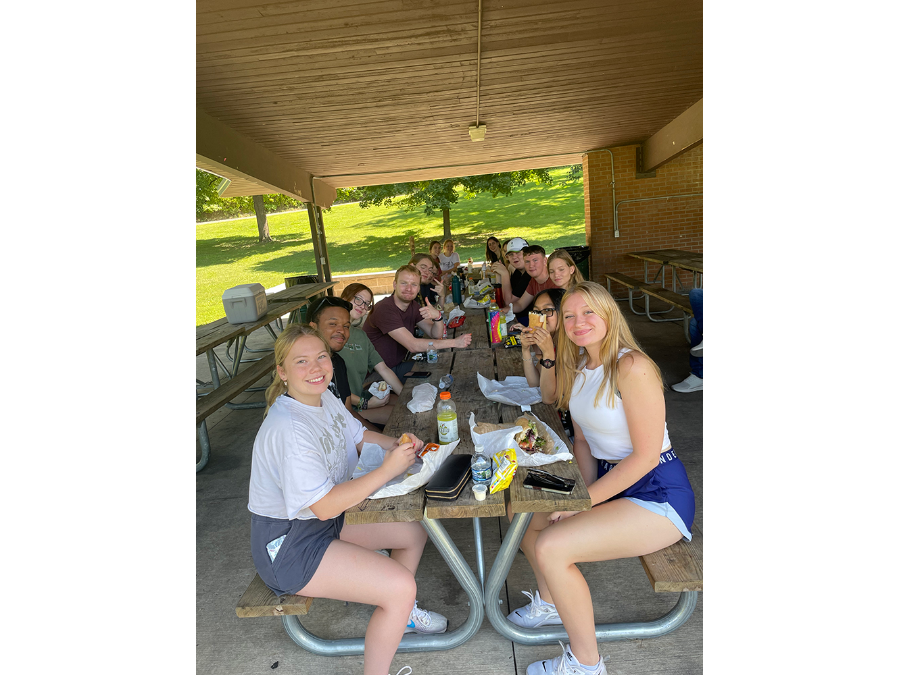 Students at picnic table