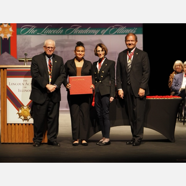 BU senior Marissa Tiana Perez, was honored as a Student Laureate by The Lincoln Academy of Illinois.
