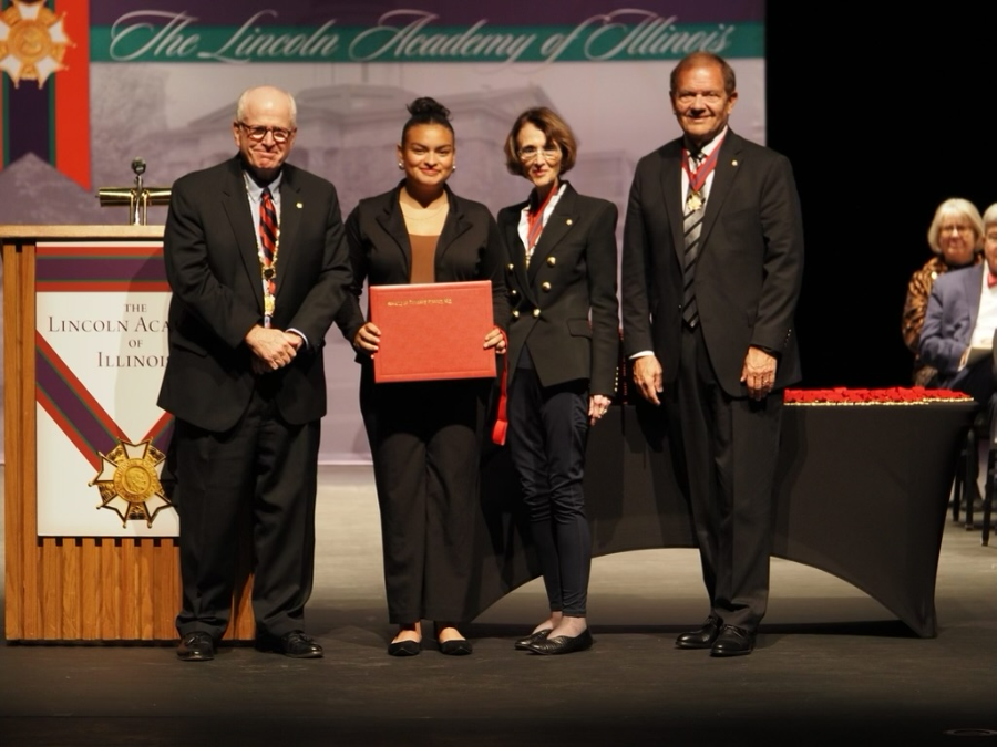 BU senior Marissa Tiana Perez, was honored as a Student Laureate by The Lincoln Academy of Illinois.